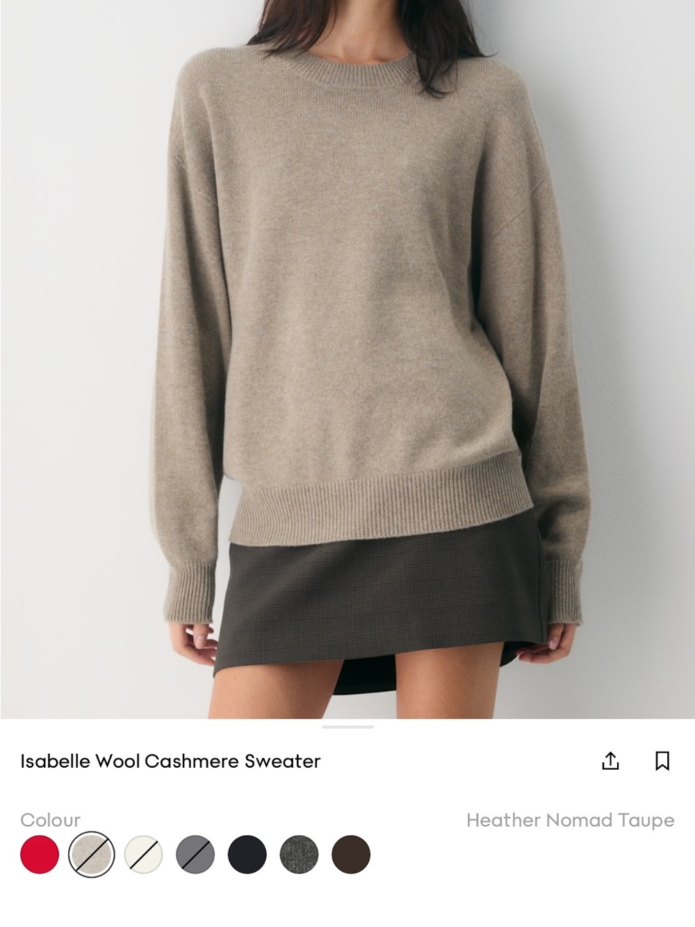 Aritzia Crewneck Sweater in Heather Nomad Taupe